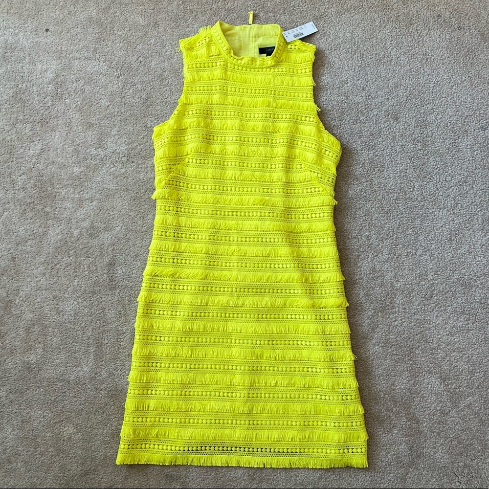 J. Crew Neon Yellow Fringe Dress